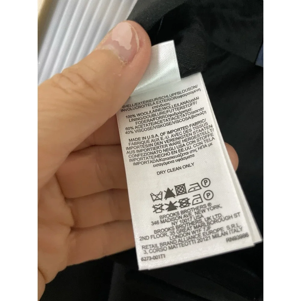 Brooks Brothers 1818 Madison Men's Dress Pants Wool Black 38x28 Tuxedo Party